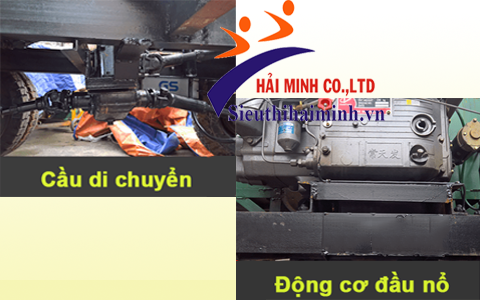 Các bộ phận của máy trộn bê tông 2 cầu 12 bao 2 đầu nổ HM 12-2
