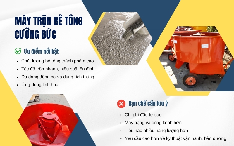 Máy trộn bê tông cưỡng bức có gì khác biệt so với loại thường