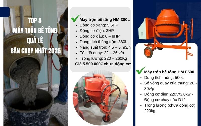 Top 5 máy trộn bê tông quả lê bán chạy nhất 2025