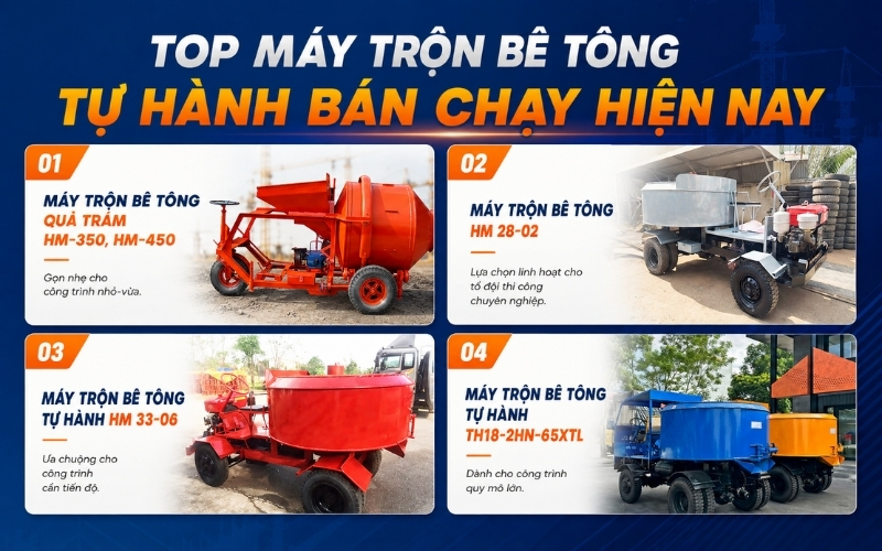 Top máy trộn bê tông tự hành bán chạy hiện nay