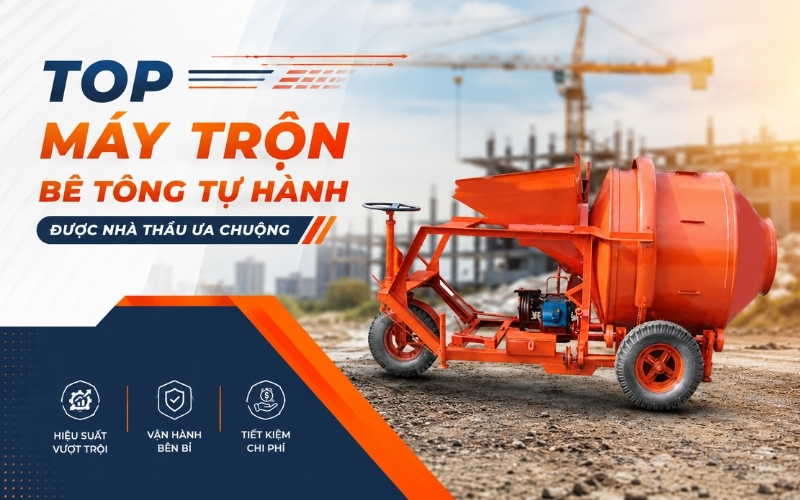 Top máy trộn bê tông tự hành được nhà thầu ưa chuộng