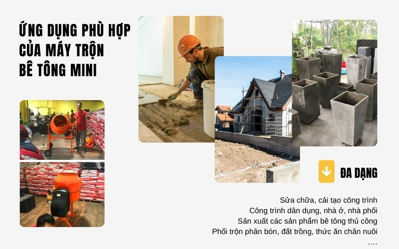 Ứng dụng phù hợp của máy trộn bê tông mini