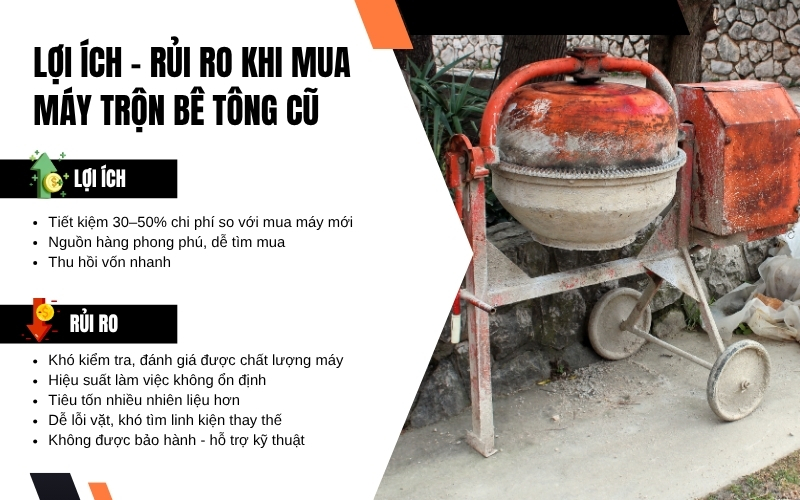 lợi ích rủi ro khi mua máy trộn bê tông cũ