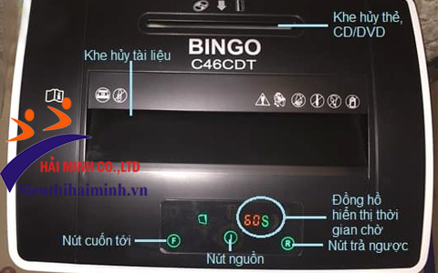 Bảng điều khiển chức năng của máy hủy tài liệu BINGO C46CDT