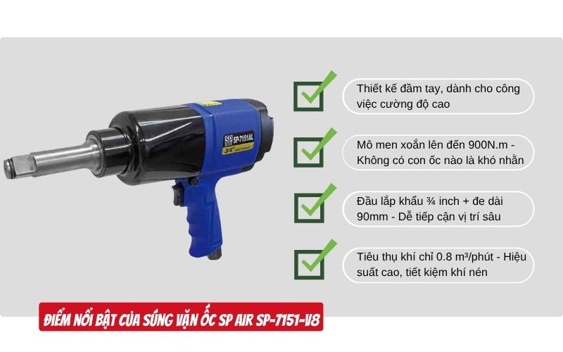 Các điểm nổi bật của súng vặn ốc SP AIR SP-7151-V8
