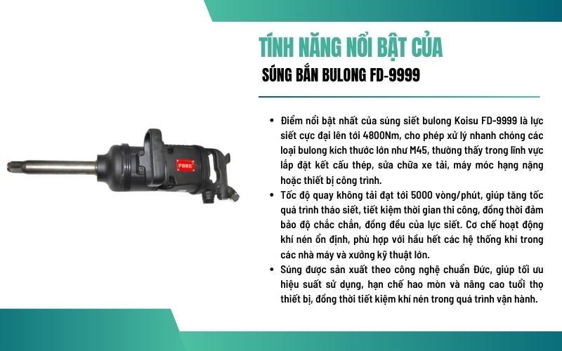 Tính năng nổi bật của súng bắn bulong FD-9999