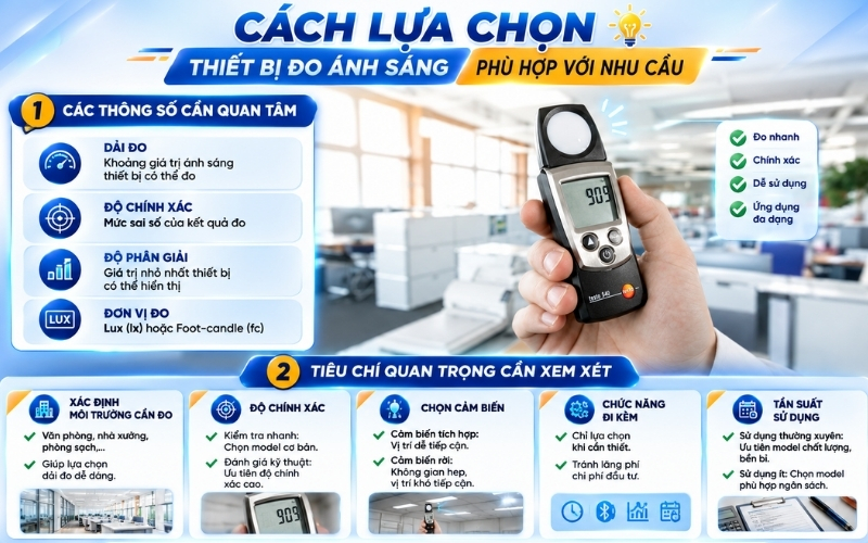 Cách lựa chọn thiết bị đo ánh sáng phù hợp với nhu cầu