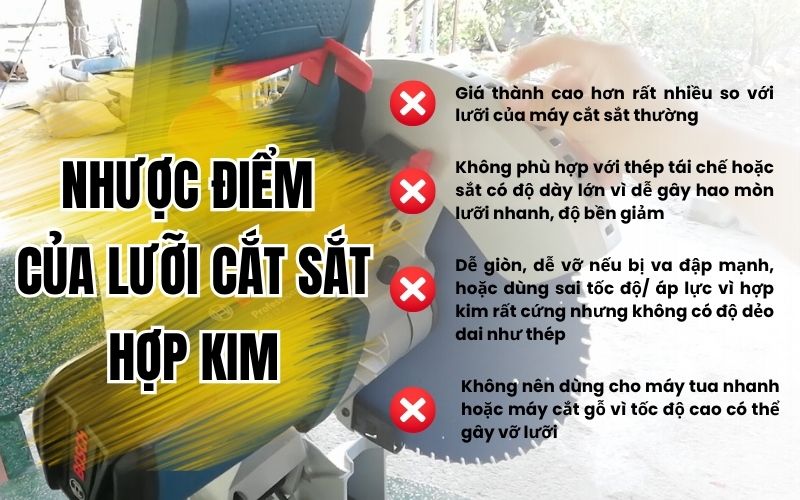 Nhược điểm của lưỡi cắt sắt hợp kim