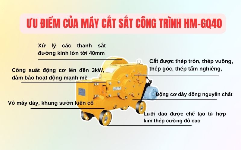 Ưu điểm của máy cắt sắt công trình HM-GQ40