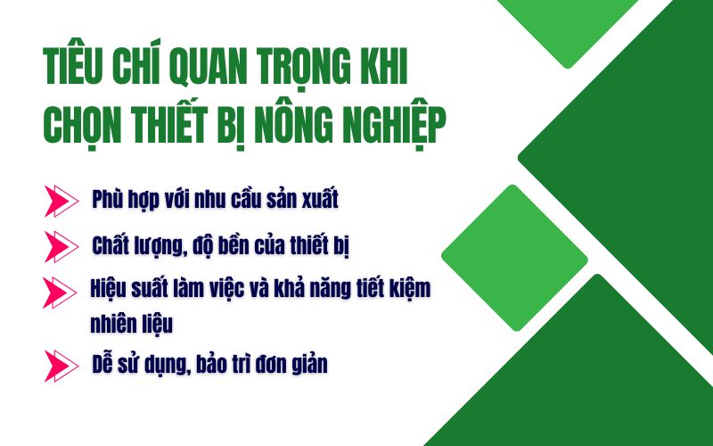 Tiêu chí quan trọng khi chọn thiết bị nông nghiệp