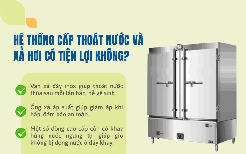 Hệ thống cấp thoát nước và xả hơi có tiện lợi không?