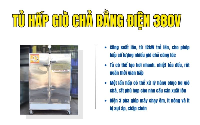 Tủ hấp giò chả bằng điện 380V