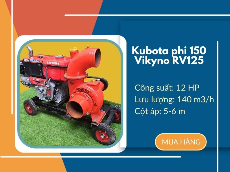 Máy bơm nước Kubota phi 150 Vikyno RV125