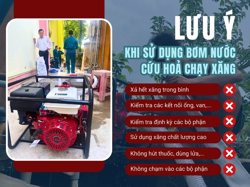 Những lưu ý khi sử dụng máy bơm nước cứu hoả chạy xăng