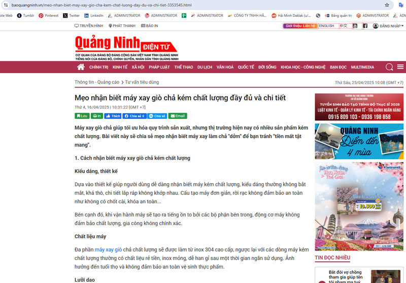 baoquangninh.vn: Mẹo nhận biết máy xay giò chả kém chất lượng chi tiết nhất