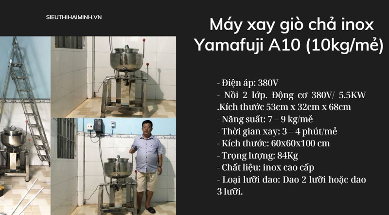 Máy xay thịt làm giò chả inox Yamafuji A10