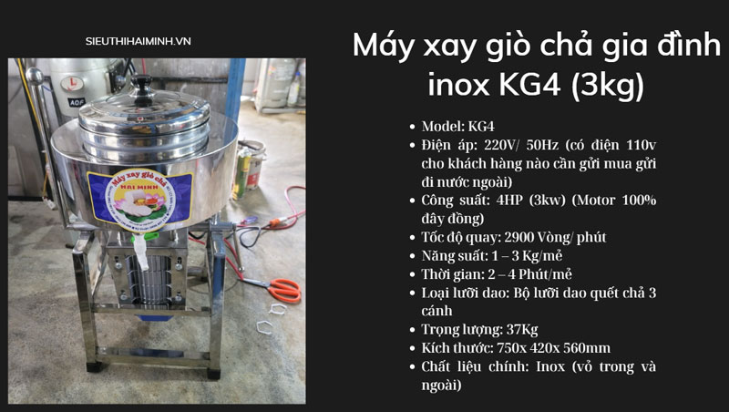 Máy xay giò chả inox KG4