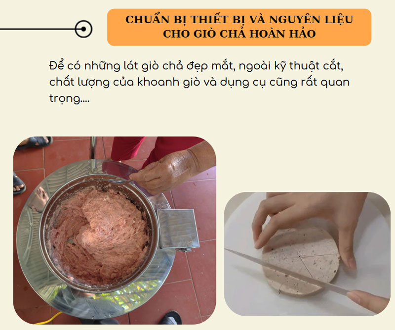 Chuẩn bị thiết bị và nguyên liệu cho giò chả hoàn hảo