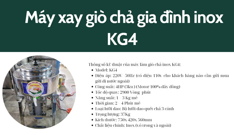 Máy xay chả giò Inox KG4