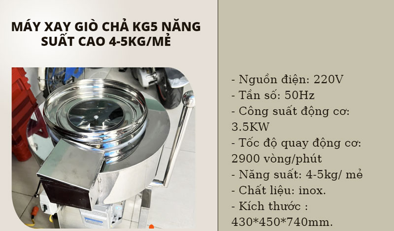 Máy xay giò chả KG5 (3,5KW)