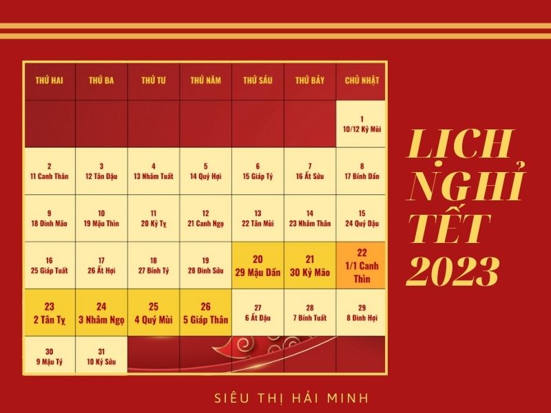 Tết Nguyên Đán 2023 được nghỉ mấy ngày?