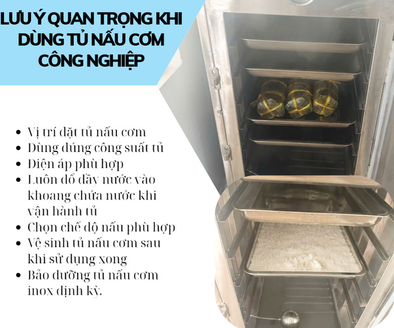 Lưu ý quan trọng khi dùng tủ nấu cơm công nghiệp