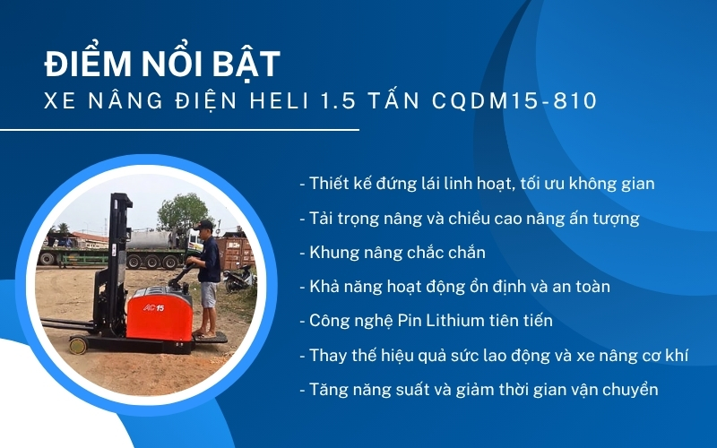 Điểm nổi bật của Xe nâng điện Heli 1.5 tấn CQDM15-810