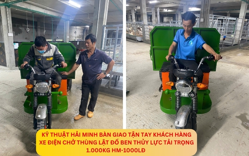 Xe điện chở thùng lật đổ ben thủy lực tải trọng 1.000kg HM-1000LĐ