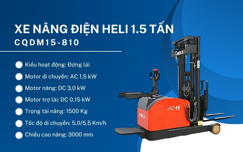 Xe nâng điện Heli 1.5 tấn CQDM15-810