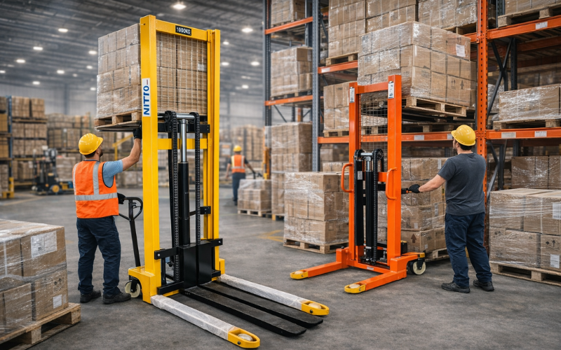 Xe nâng tay cao Chính hãng, giá tốt, nâng hàng an toàn và hiệu quả.